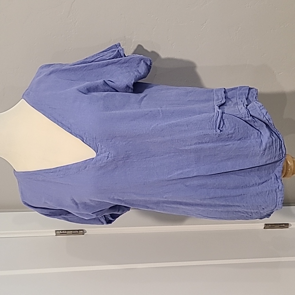 Oh My Gauze! Cotton Blouse Top Short Sleeve V Neck Purple size 1 sm/med